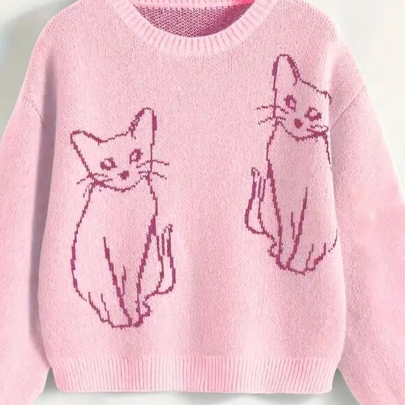 Cat Outline Pink Sweater - Picture 2 of 6